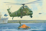 Wessex HU5 (XQ) 847 NAS Rescues Sir Galahad Survivors at Bluff Cove, Falkla